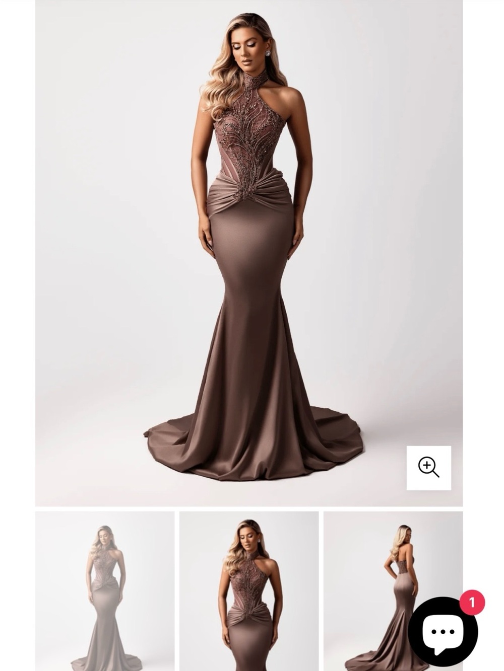 Strapless Mermaid Gown in Taupe
